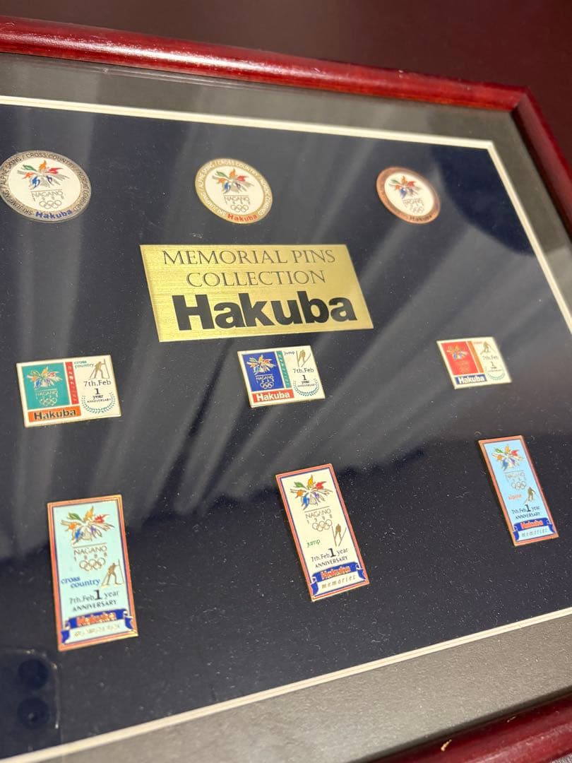 【希少・額装品】1998年 長野オリンピック 1周年記念 白馬 ピンバッジセット