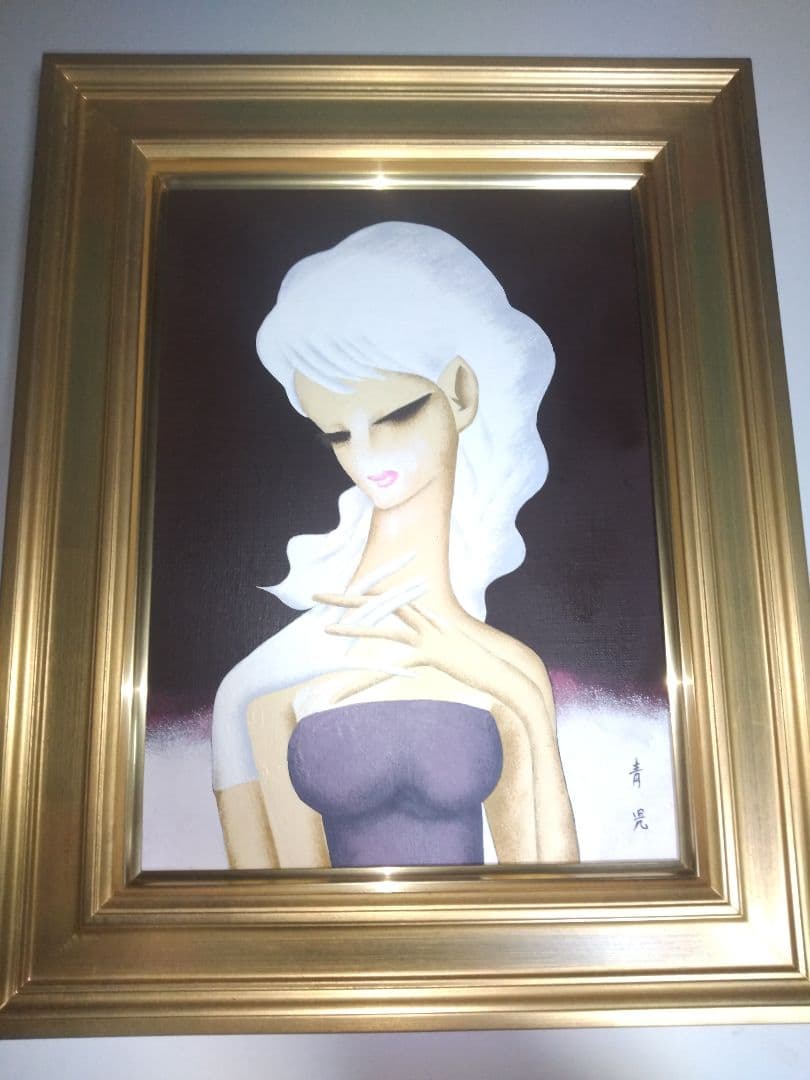 a*a様 東郷青児、絵画、油彩４号、白い手袋、肉筆、新品額縁、鴨居玲、山下清。