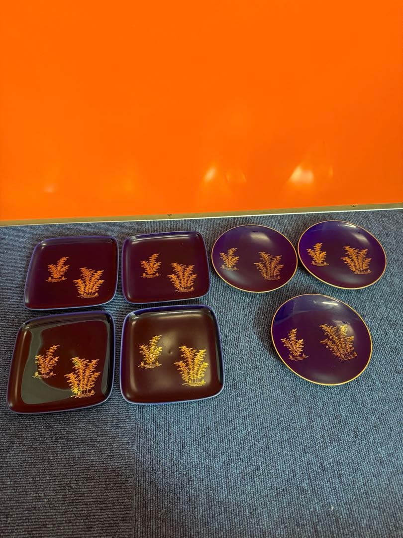 2034 深川製磁　方皿4客　丸皿3客　金彩