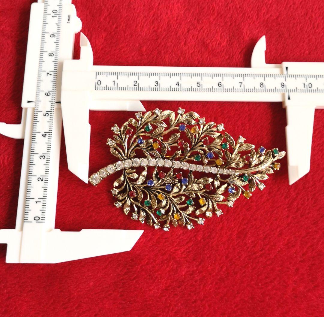 ヴィンテージ ブローチ クリスタルラインストーン 植物 アールヌーボー 73