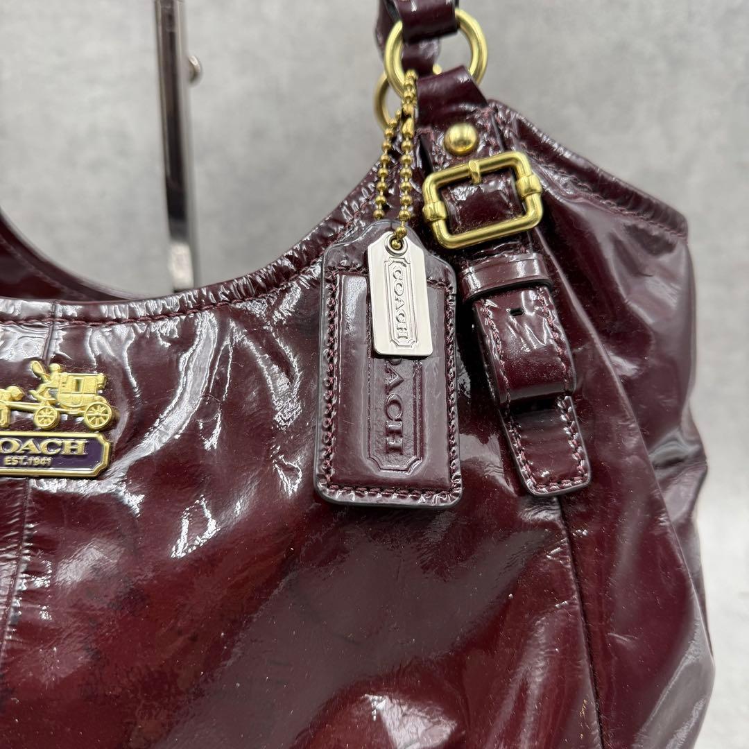 コーチ マディソン ハンドバッグ エナメル ボルドー 18610
