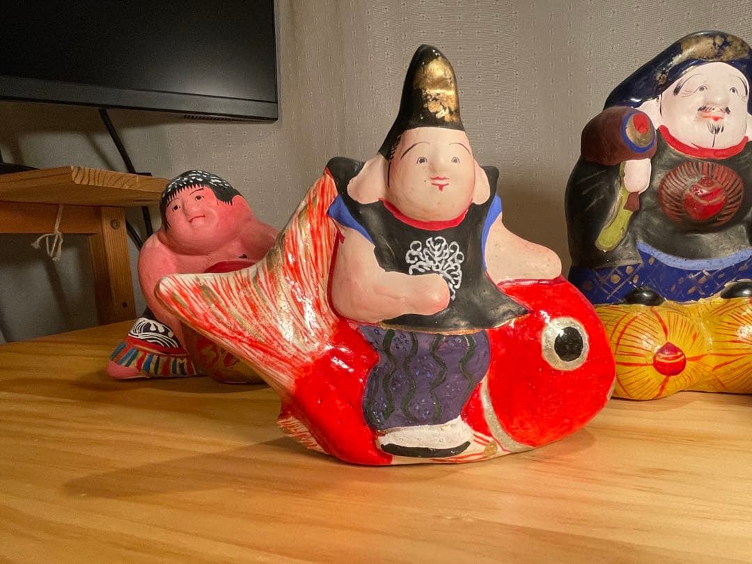 土雛 中野土人形 4体セット 【奈良久雄】 うち1体サイン入り！