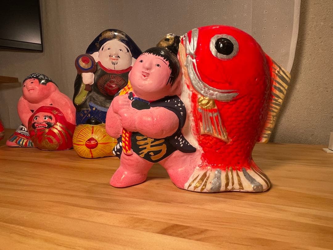 土雛 中野土人形 4体セット 【奈良久雄】 うち1体サイン入り！