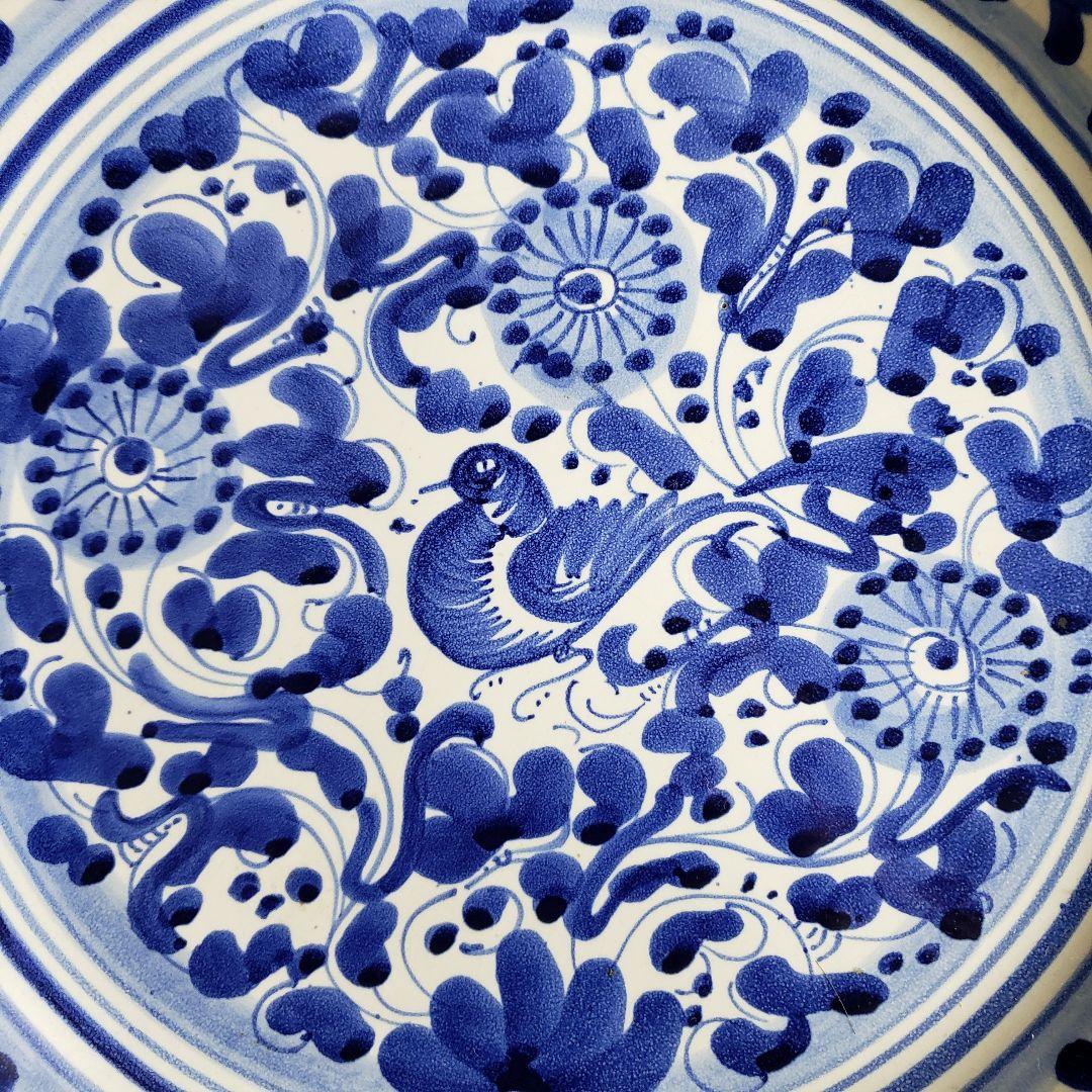 大皿　イタリア　デルータ　マヨリカ焼　染付