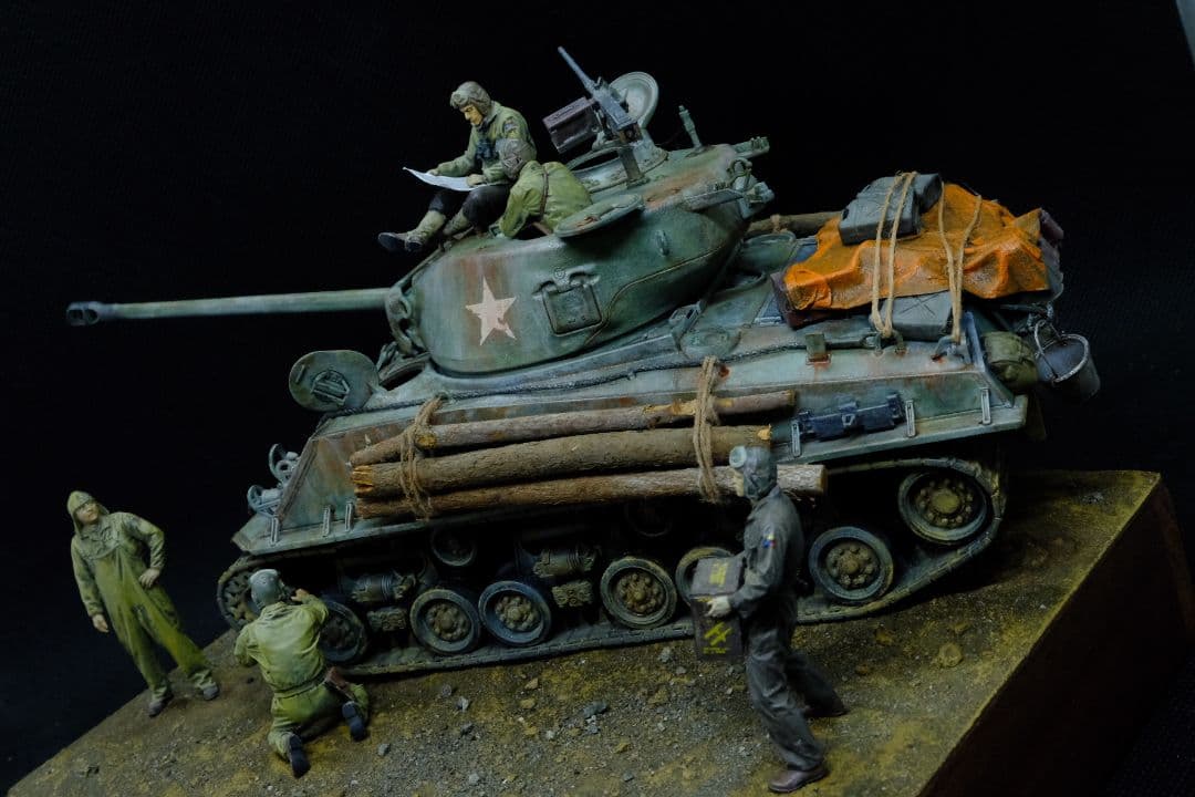タミヤ M4A3シャーマンイージーエイト戦車（1/35）ジオラマ完成品