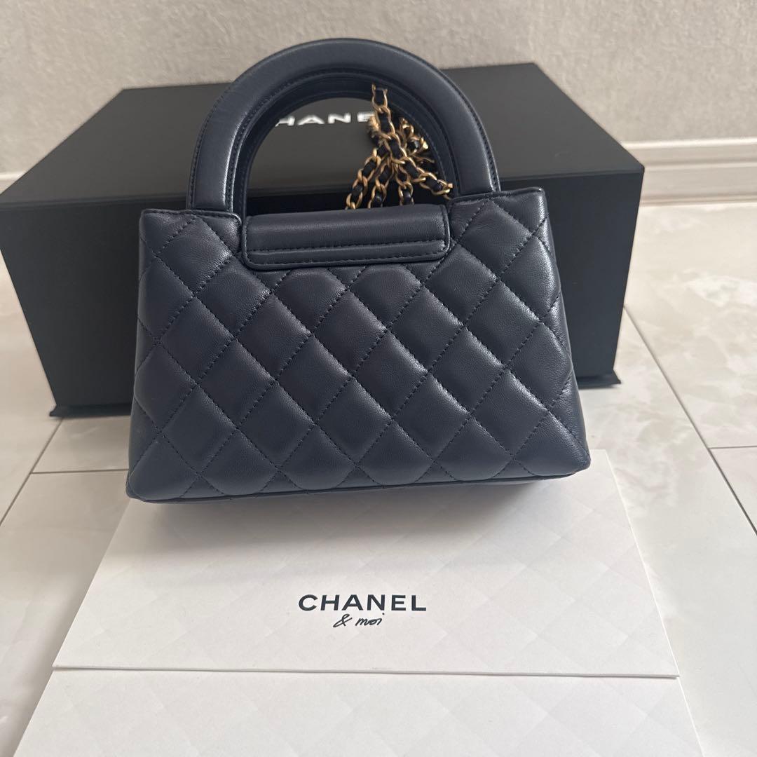 シャネルケリー　CHANELミニショッピングバッグネイビー