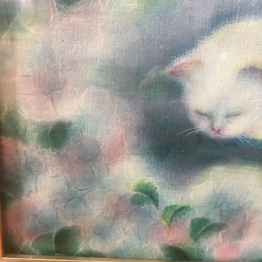 猫 油彩  安田あきな画  F3号