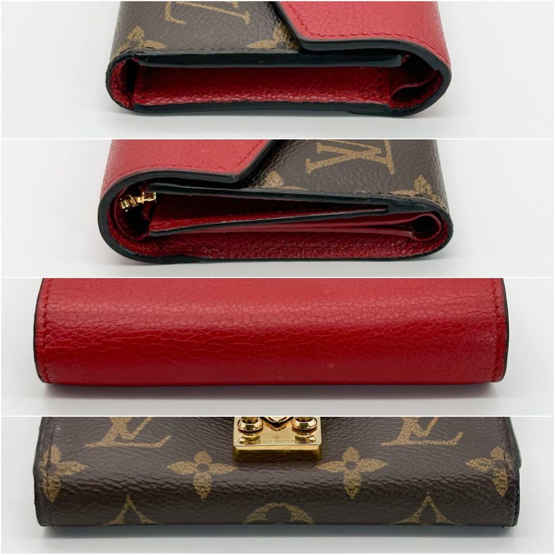 ルイヴィトン ポルトフォイユ パラス コンパクト レッド 三つ折り モノグラム