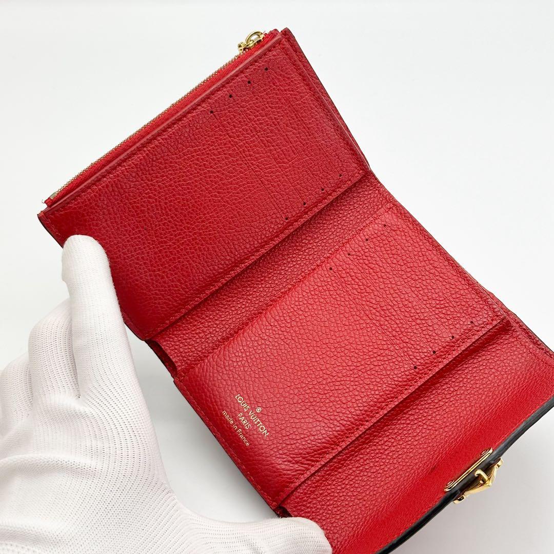 ルイヴィトン ポルトフォイユ パラス コンパクト レッド 三つ折り モノグラム