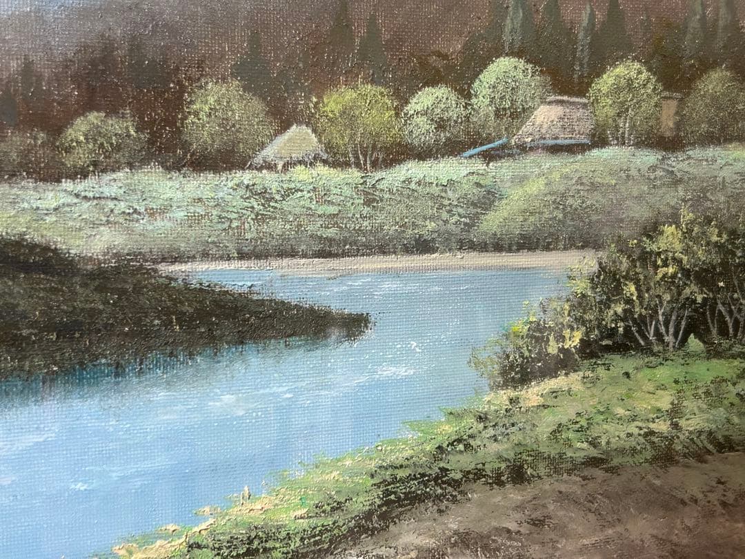 油絵　『奥木曽の里』　横山守　絵画　美術　芸術