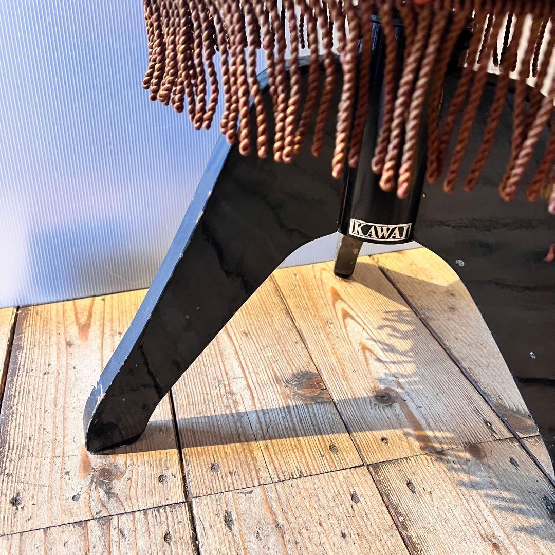 KAWAI ピアノ 丸椅子 レトロ アンティーク 回転イス チェア 紫 パープル