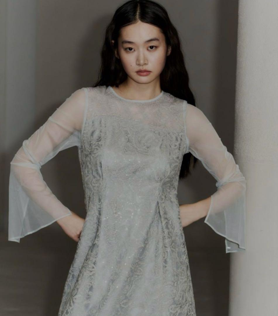 【新作】leaf embroidery back design dress