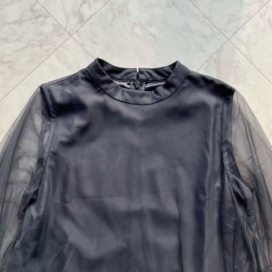 niana チュールパイピングAラインドレス　オケージョンドレス　M チャコール