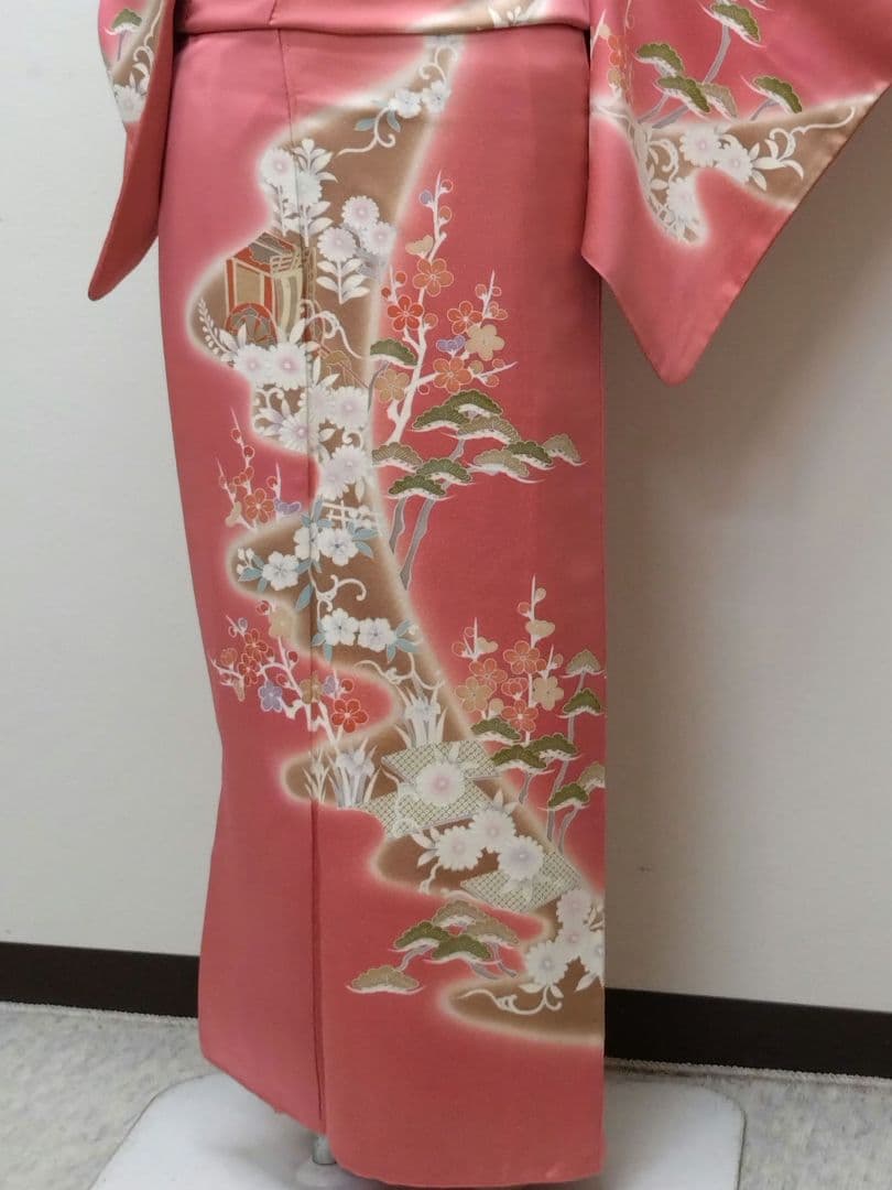 663　半額セール　正絹　小田急百貨店誂え　友禅　訪問着　４点フルセット