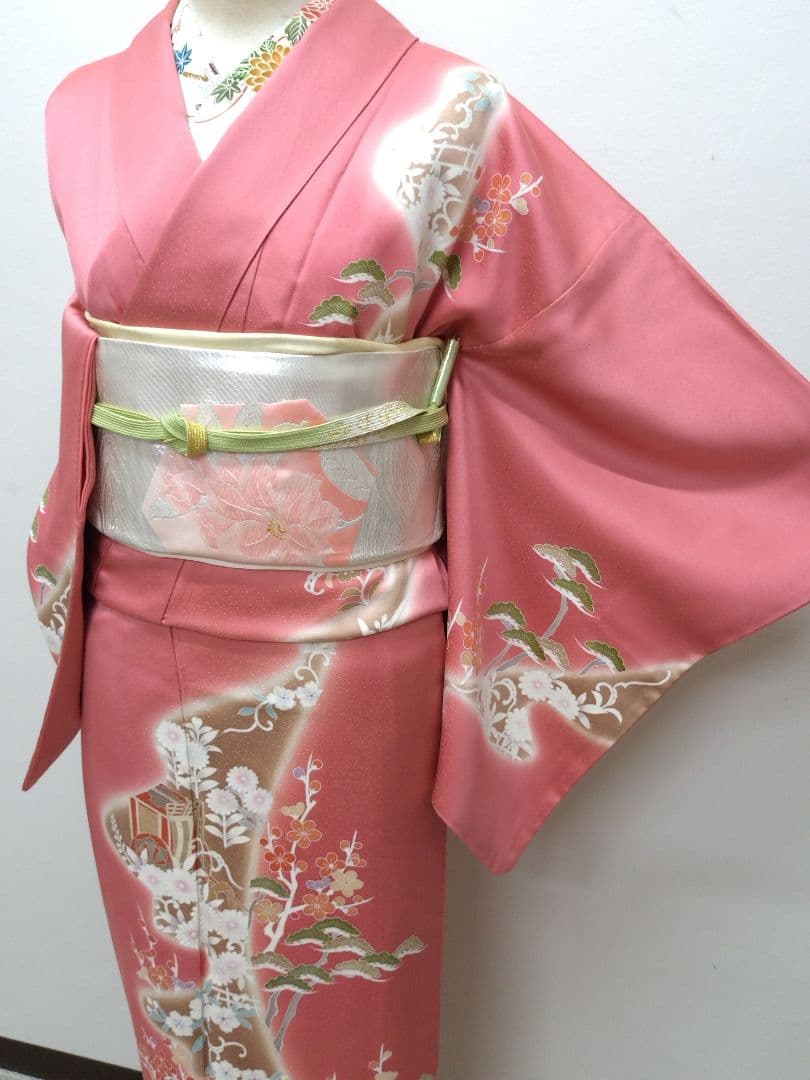 663　半額セール　正絹　小田急百貨店誂え　友禅　訪問着　４点フルセット