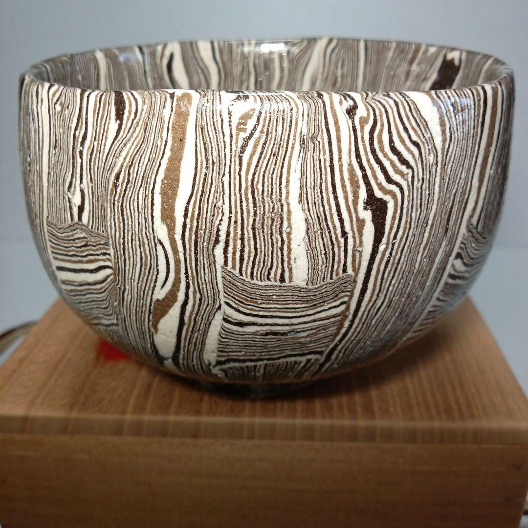 茶道具 抹茶茶碗 練り込み 水野 双鶴 日展作家 瀬戸焼