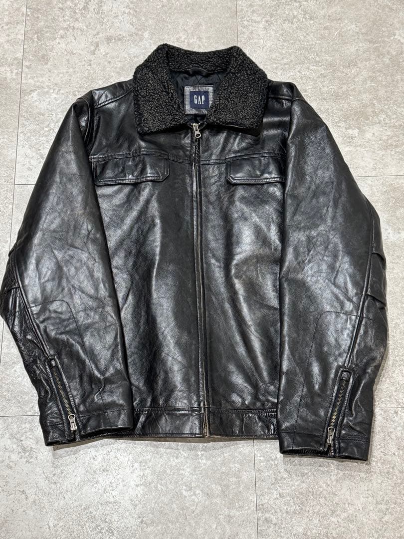 90s old gap フライト 襟ボア レザー ジャケット