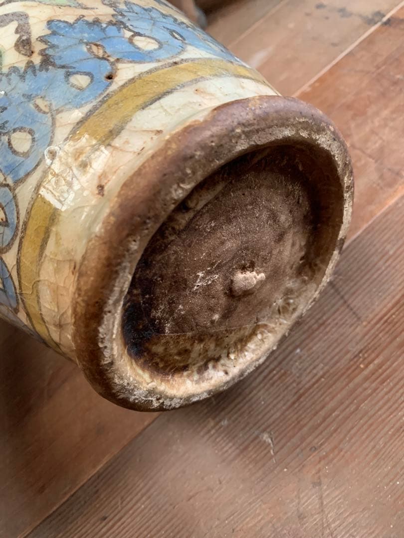 時代　マジョルカ焼　マジョリカ焼　壷　花瓶　フラワーベース　アンティーク