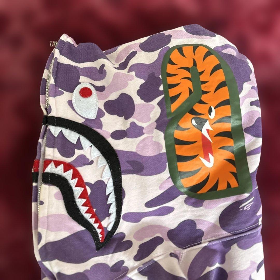BAPE シャークパーカー パープルカモ フルジップ 紫 迷彩
