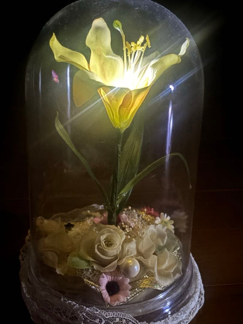 【1点もの】塔の上のラプンツェル　魔法の花　光る卓上インテリア