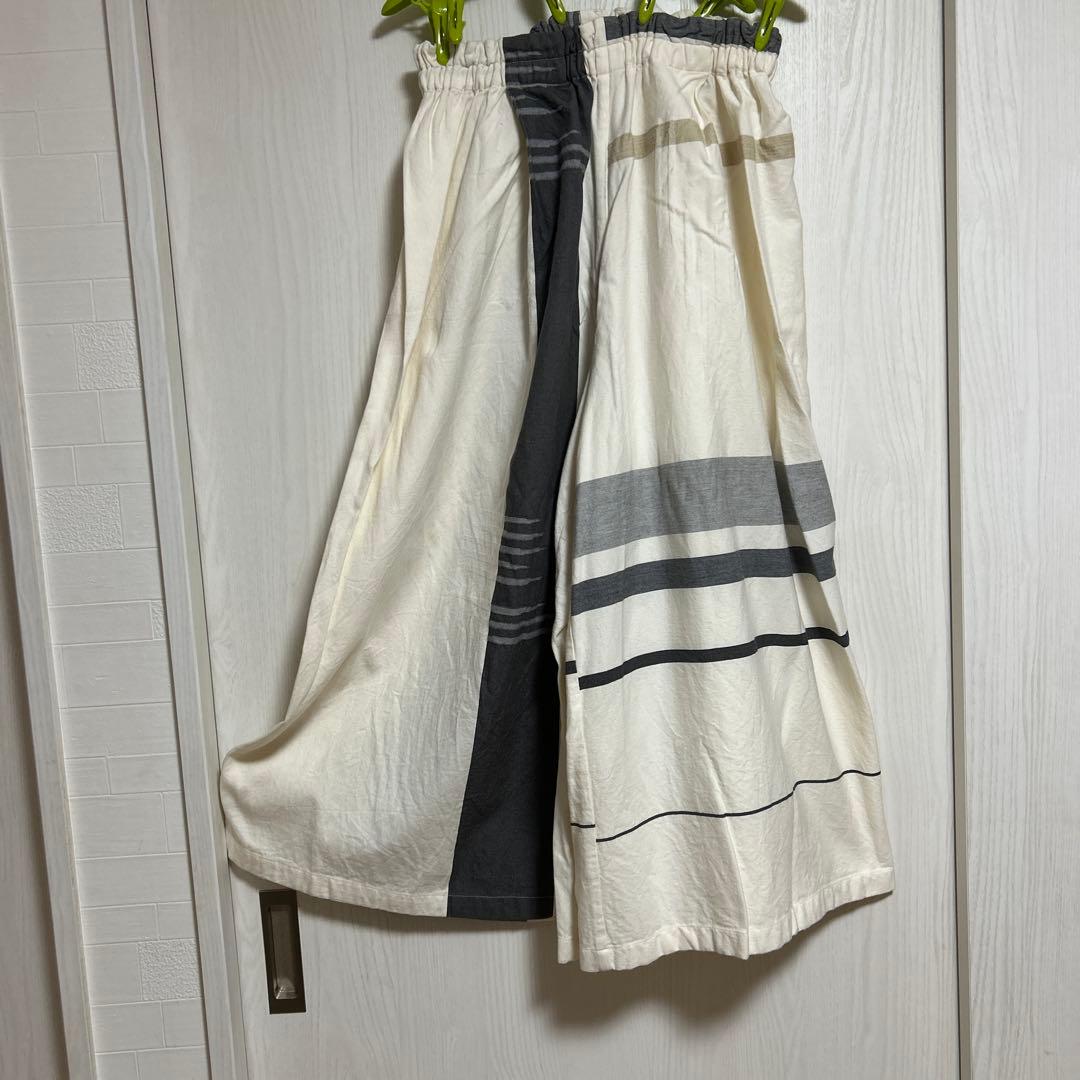 Tamaki niime タマキニイメ　ワイドパンツ　コットン　ホワイト　グレー