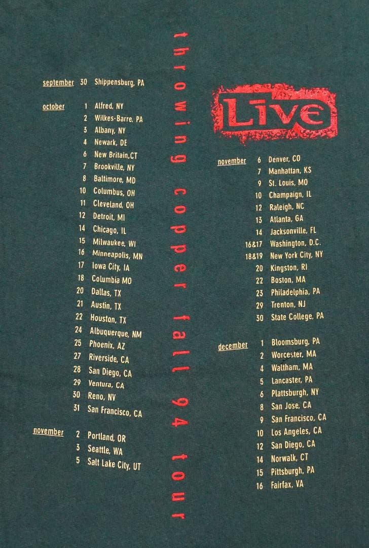90's USA製 「Live 」Tシャツ ビンテージ Pearl Jam