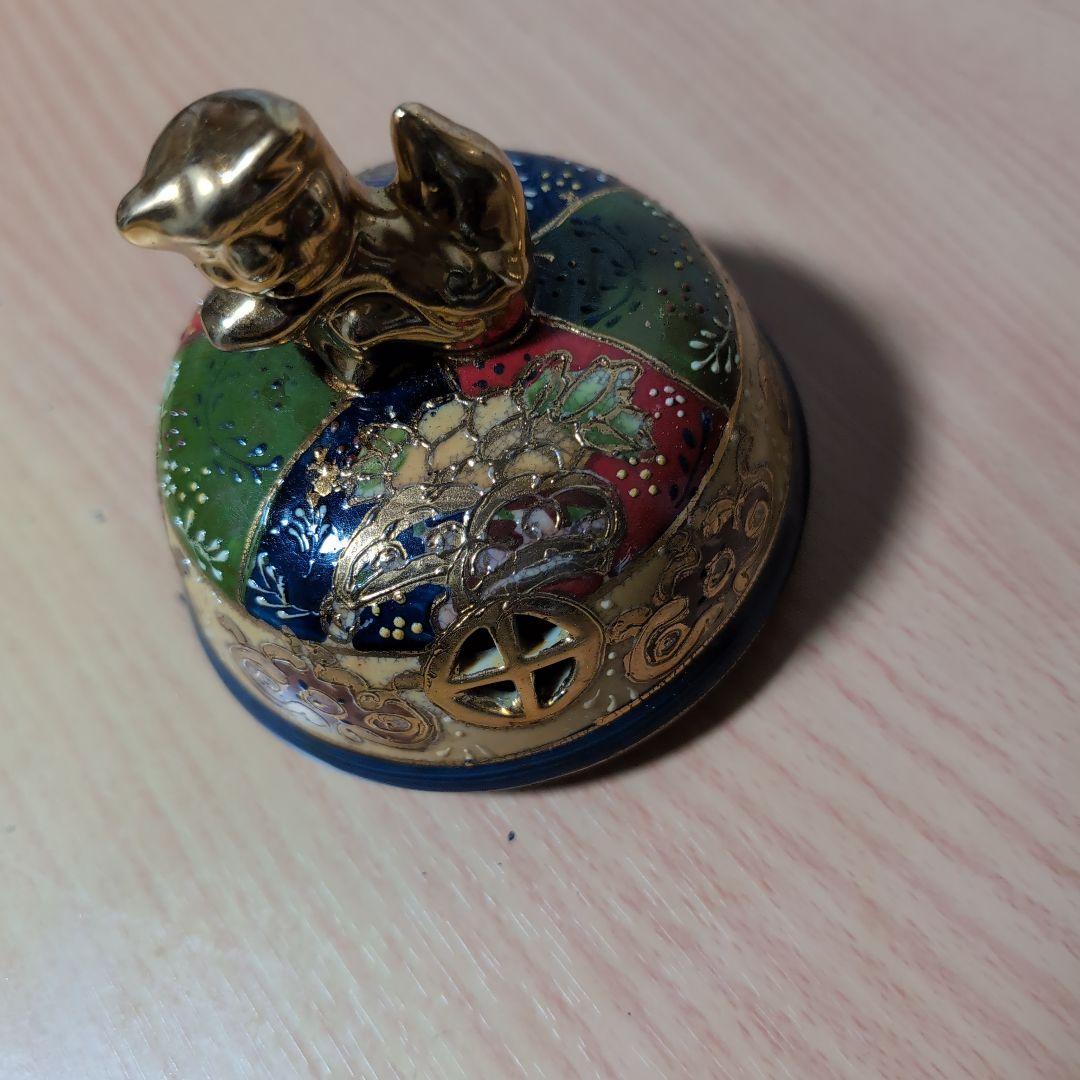 陶器製 香炉 鶴と花のデザイン