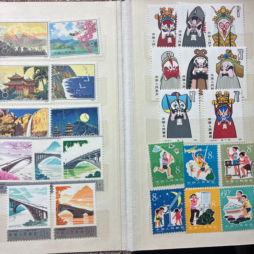 中国切手おまとめ　海外旅行者向お土産品シルク調ブック入未使用　状態概ね良好