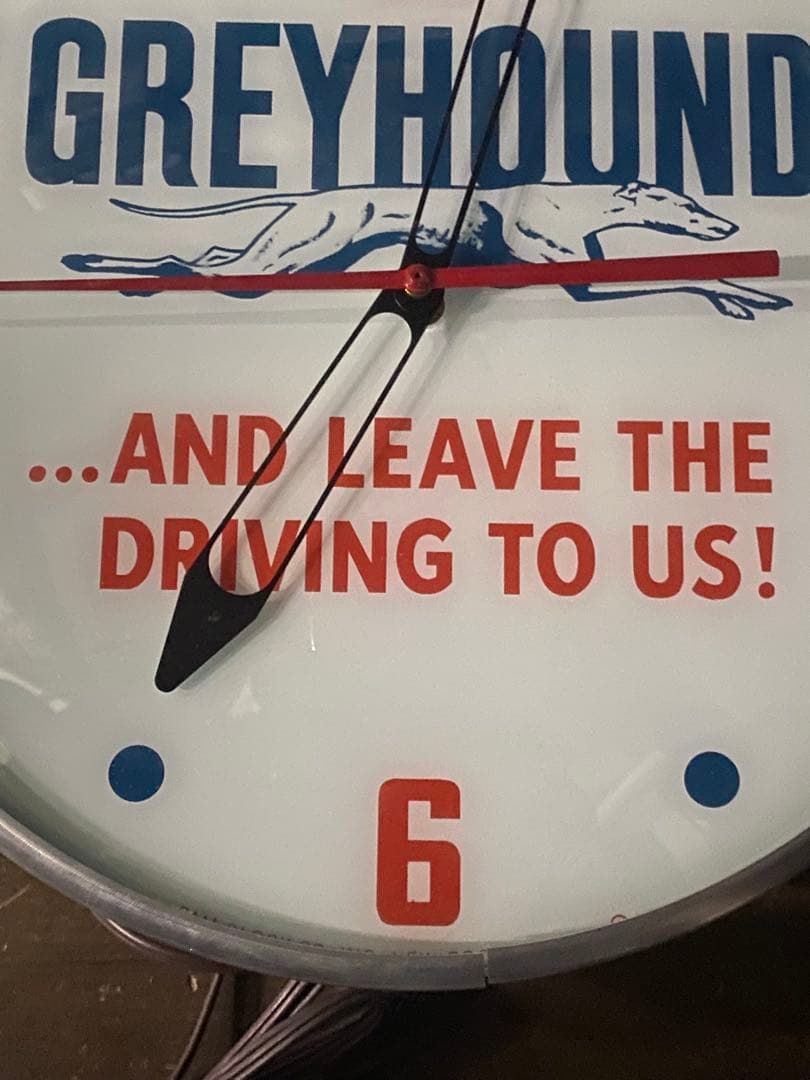 【新品】GREYHOUND グレイハウンド 内照明掛け時計 アメリカン雑貨