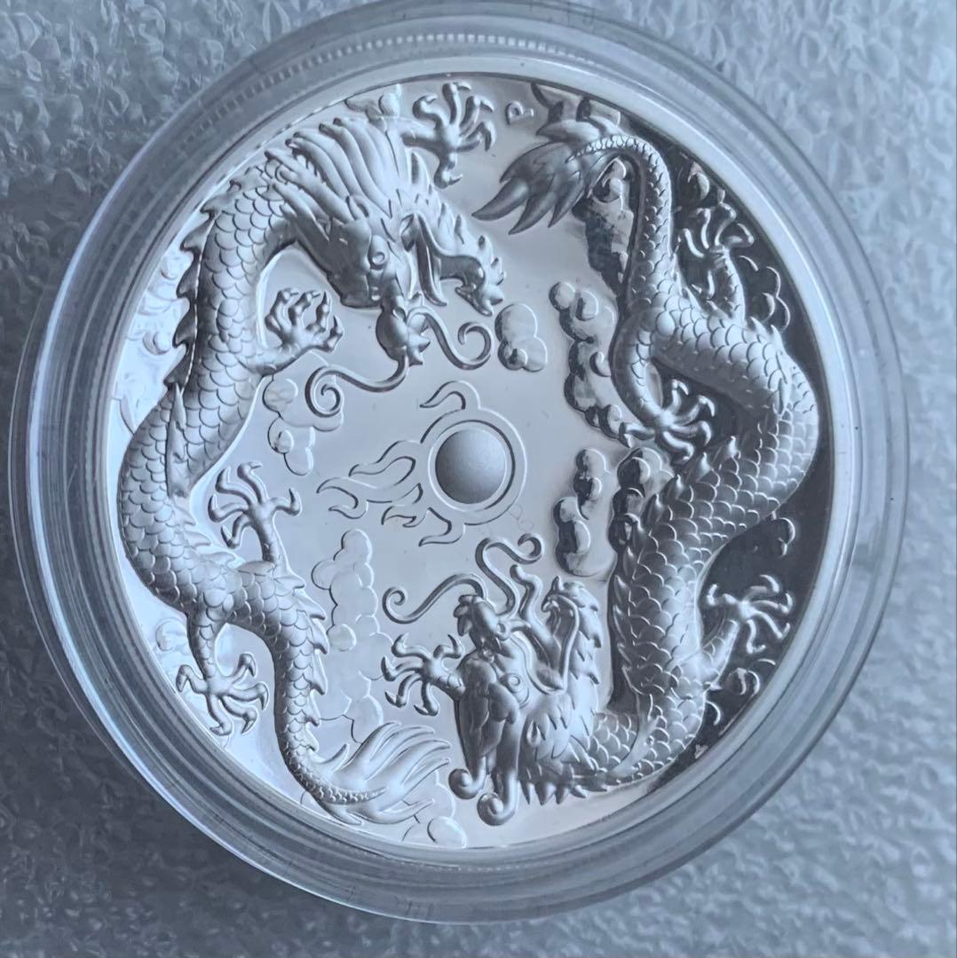 リ*ゴ様 ダブルドラゴン　ハイレリーフプルーフ2oz銀貨