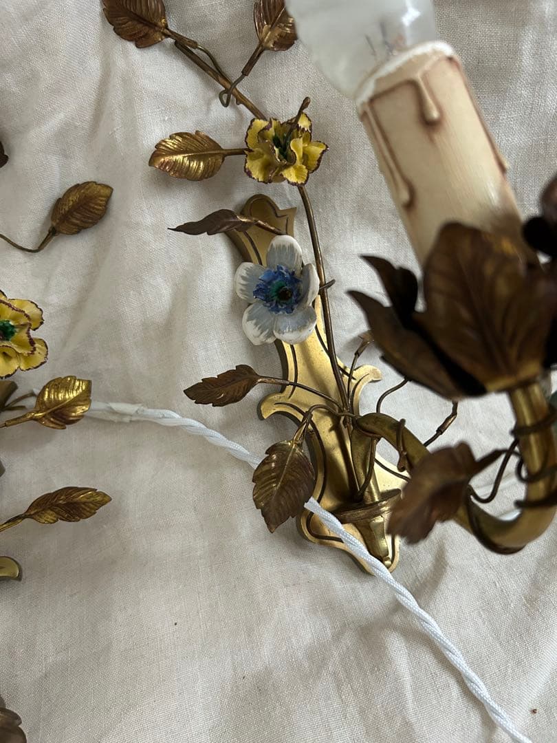 フランスアンティーク 壁掛けランプペア