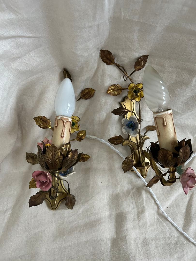 フランスアンティーク 壁掛けランプペア