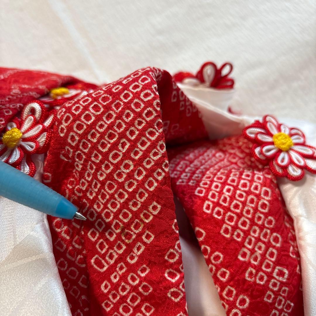 七五三　三歳　正絹総絞り着物 被布、草履セット