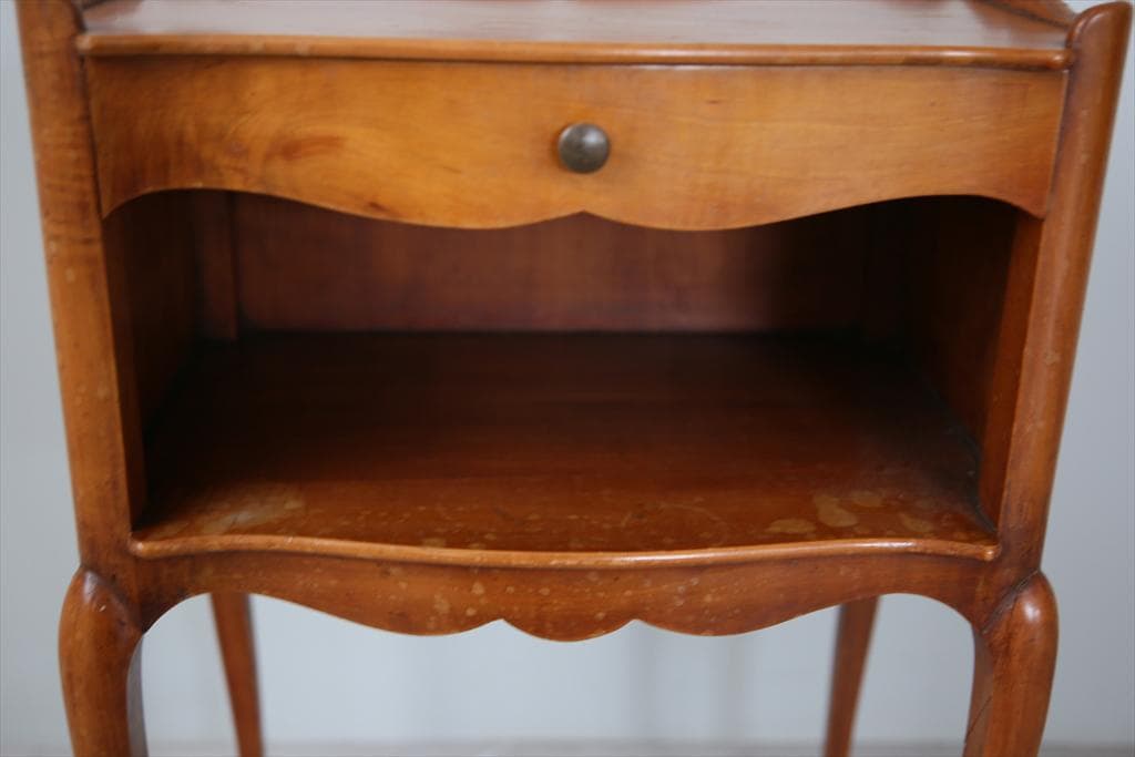 フランスアンティーク猫脚ナイトテーブル/木製キャビネット机飾り棚(82-14)