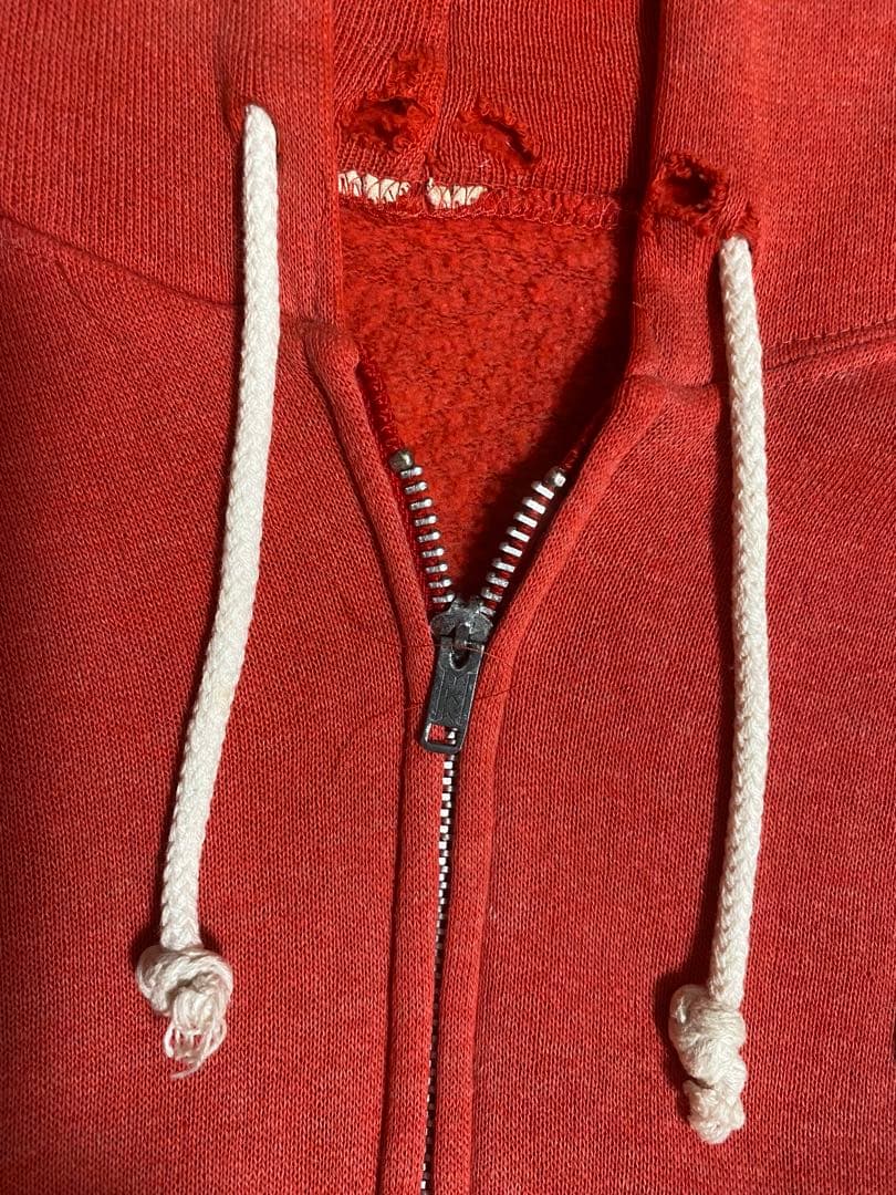 60s ジップパーカー　フェード　サーモンピンク　ヴィンテージ