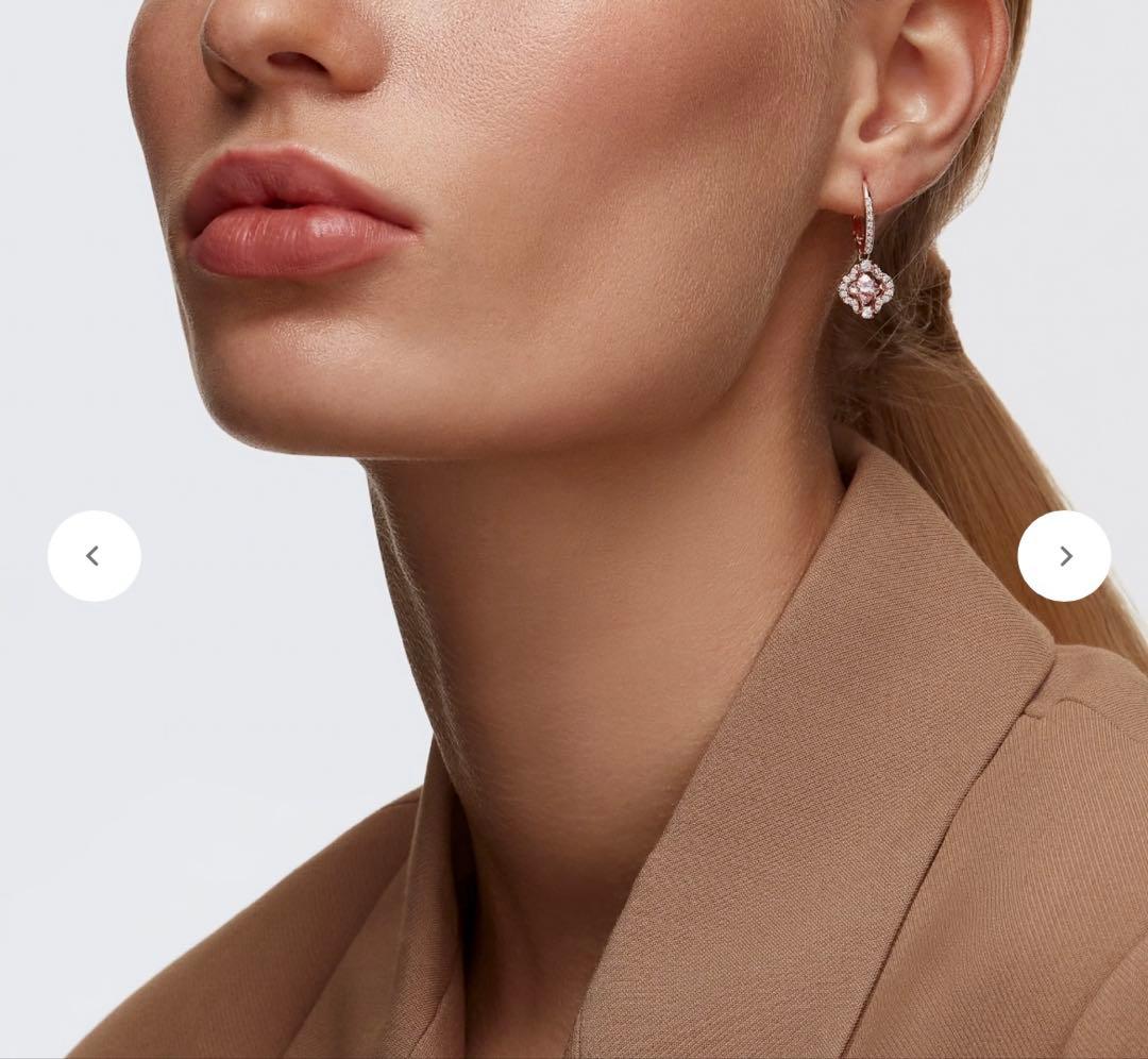 スワロフスキーピアス　ピンクゴールド クローバー ピンク