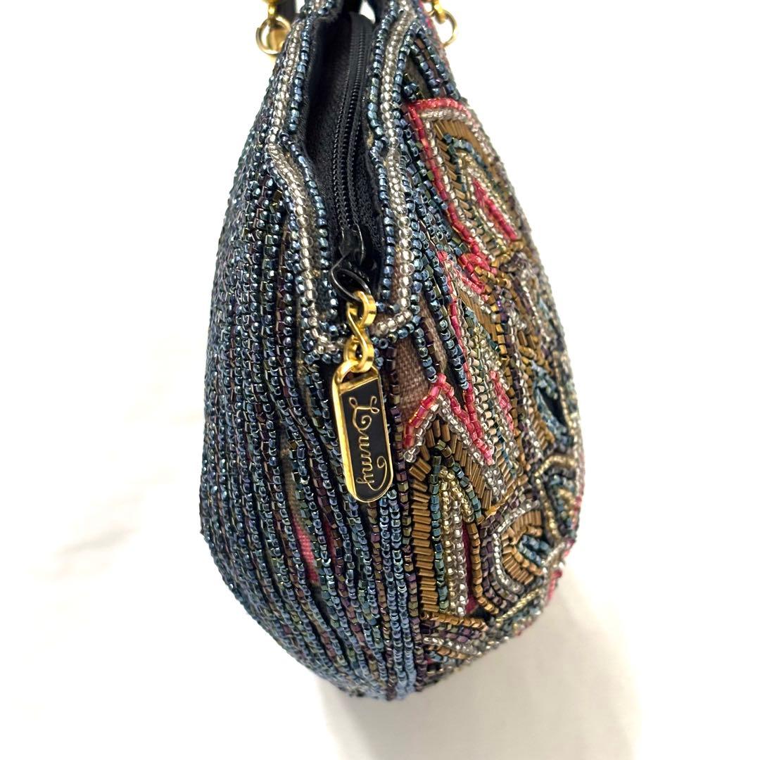 未使用級 LUMY ルミー はしもと ビーズ 総ビーズ パーティバッグ 皇室