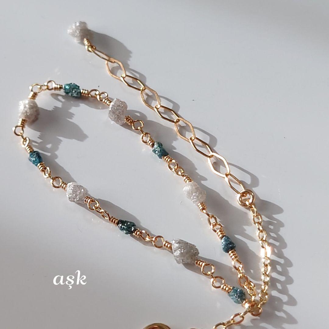 【Kayaページ】14Kgf❩ 大粒グレーダイヤ×ブルーダイヤのブレス