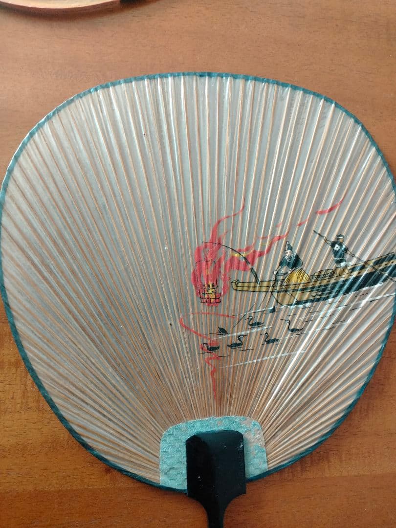 みずうちわ　4枚　鵜飼の絵柄