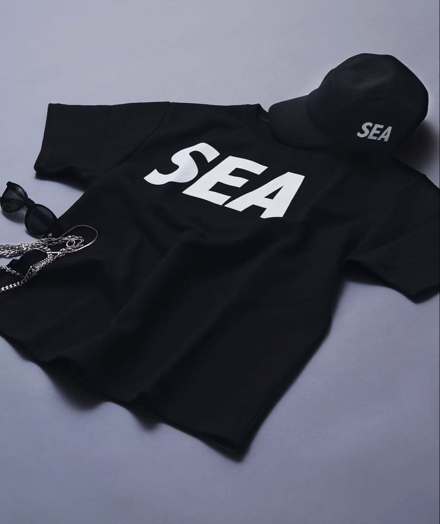 新品WINDANDSEAウィンダンシービッグロゴTシャツ黒キムタク木村拓哉