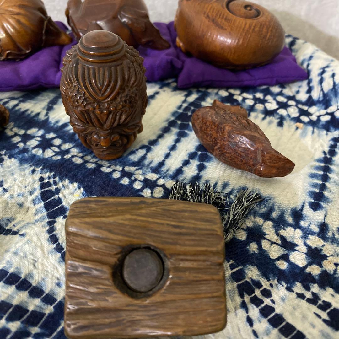 木彫　根付　置物　十三個