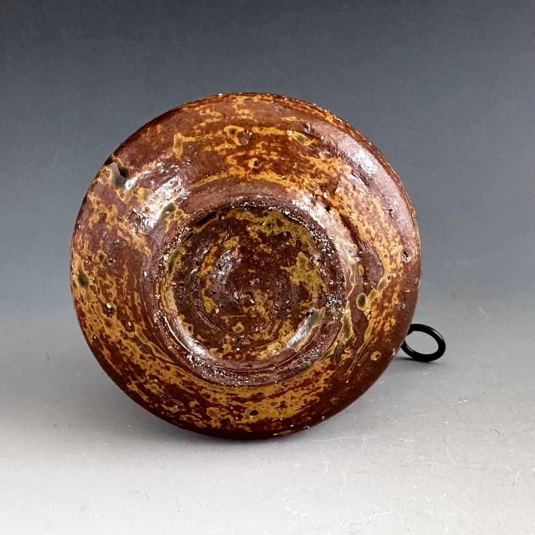 茶道具　伊羅保釉　蹲　うずくまる　掛花入　趙誠主　共箱　花入　花器　韓国　焼物