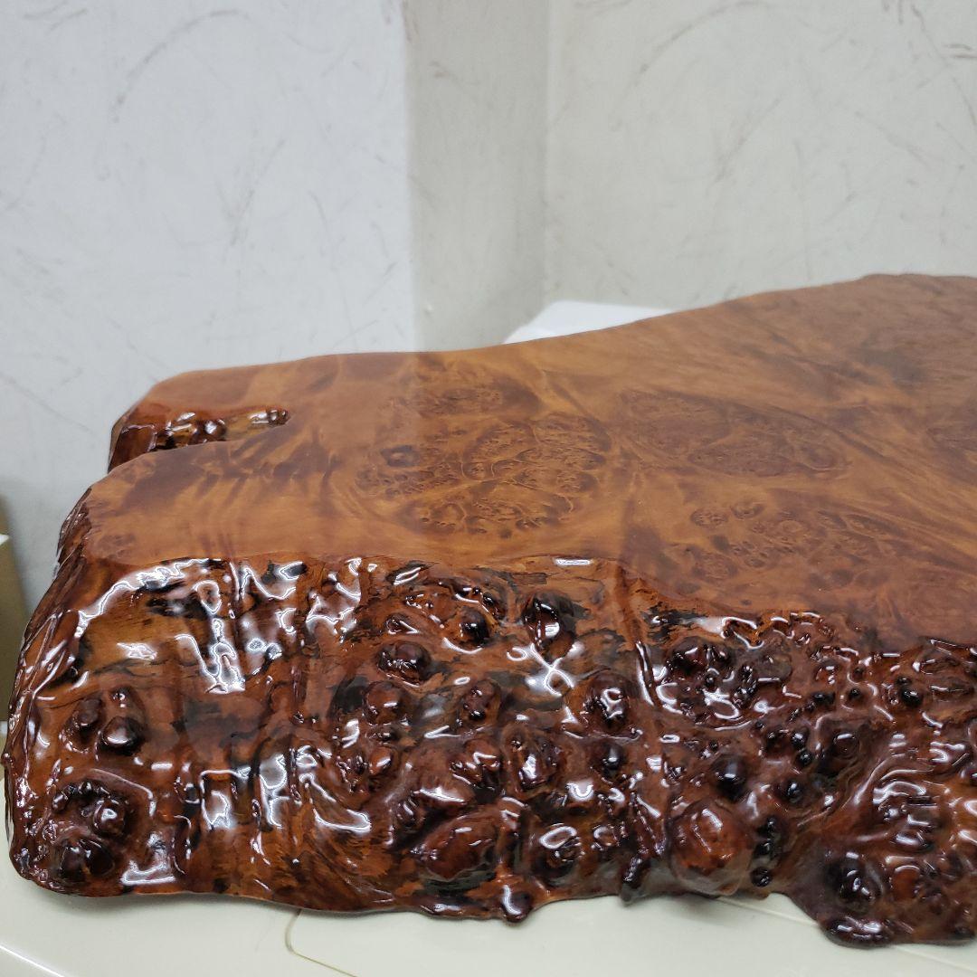 蔵出し特価　玉杢花台　花梨こぶ木製テーブル 自然な形状 光沢仕上げ