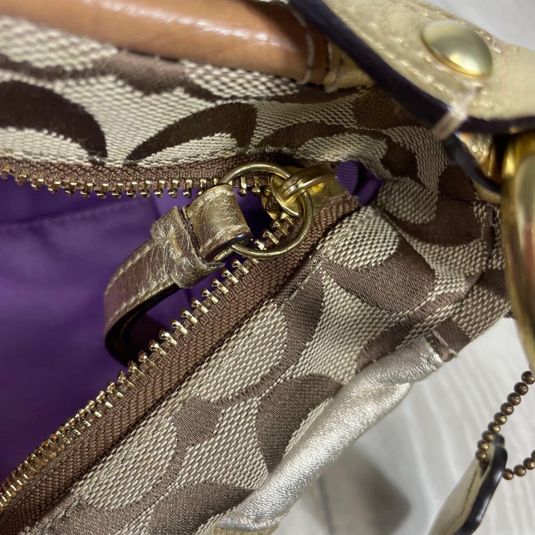 COACH コーチ　ゴールド系パッチワークショルダーバッグ　ワンショルダー
