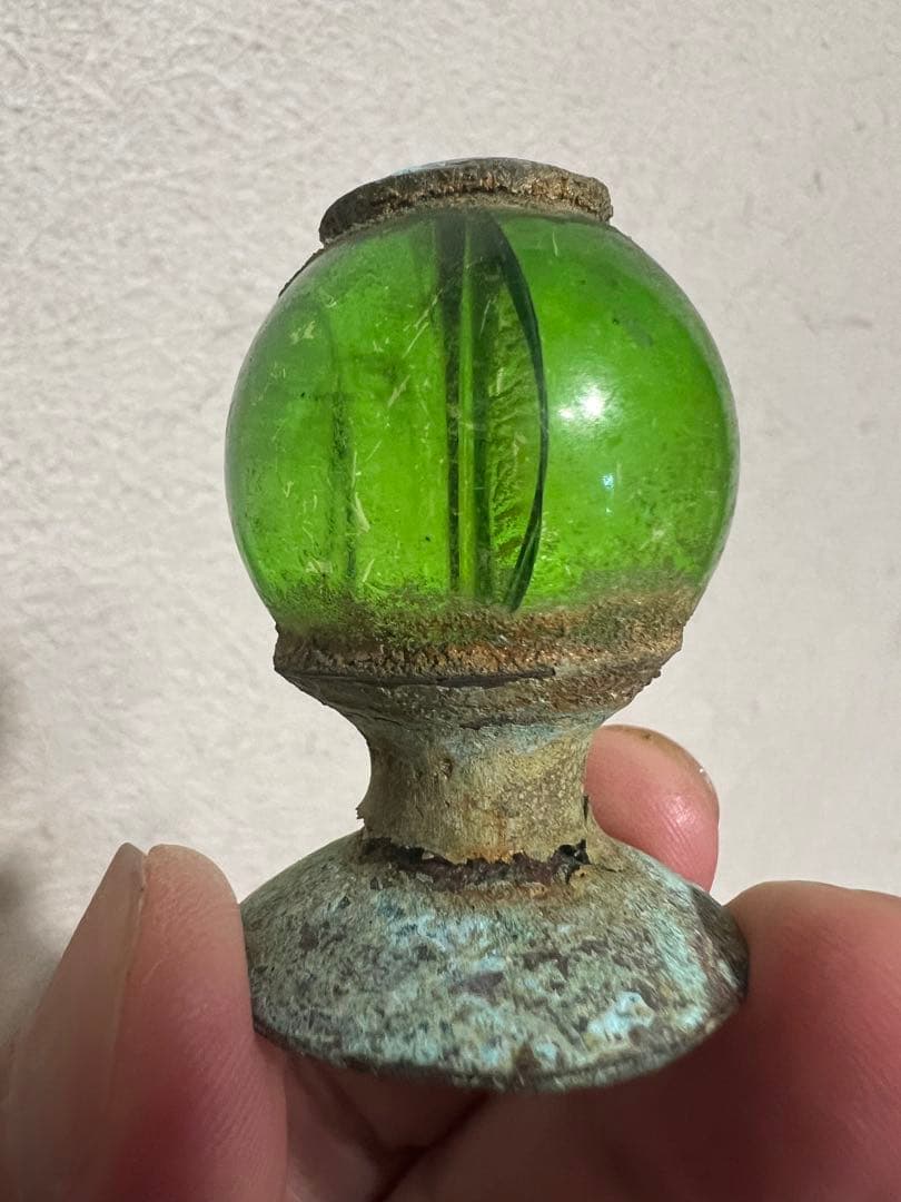 中国 仏像 残欠 宝冠 宝珠 緑ガラス 仏教美術 発掘 出土 骨董 古美術