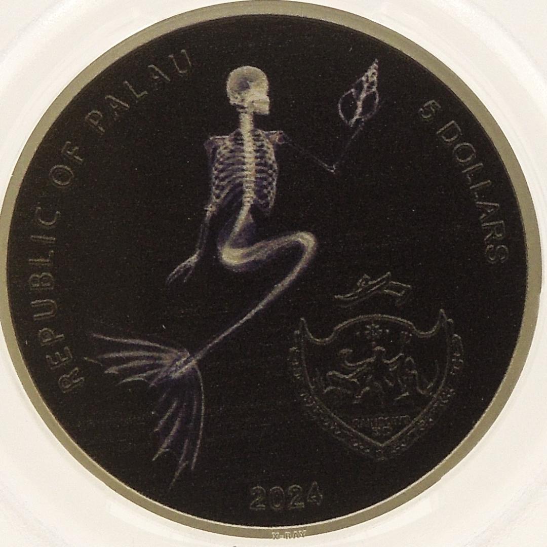 【傑作】2024 パラオ 人魚のレントゲン銀貨【PCGS PR 70 DCAM】