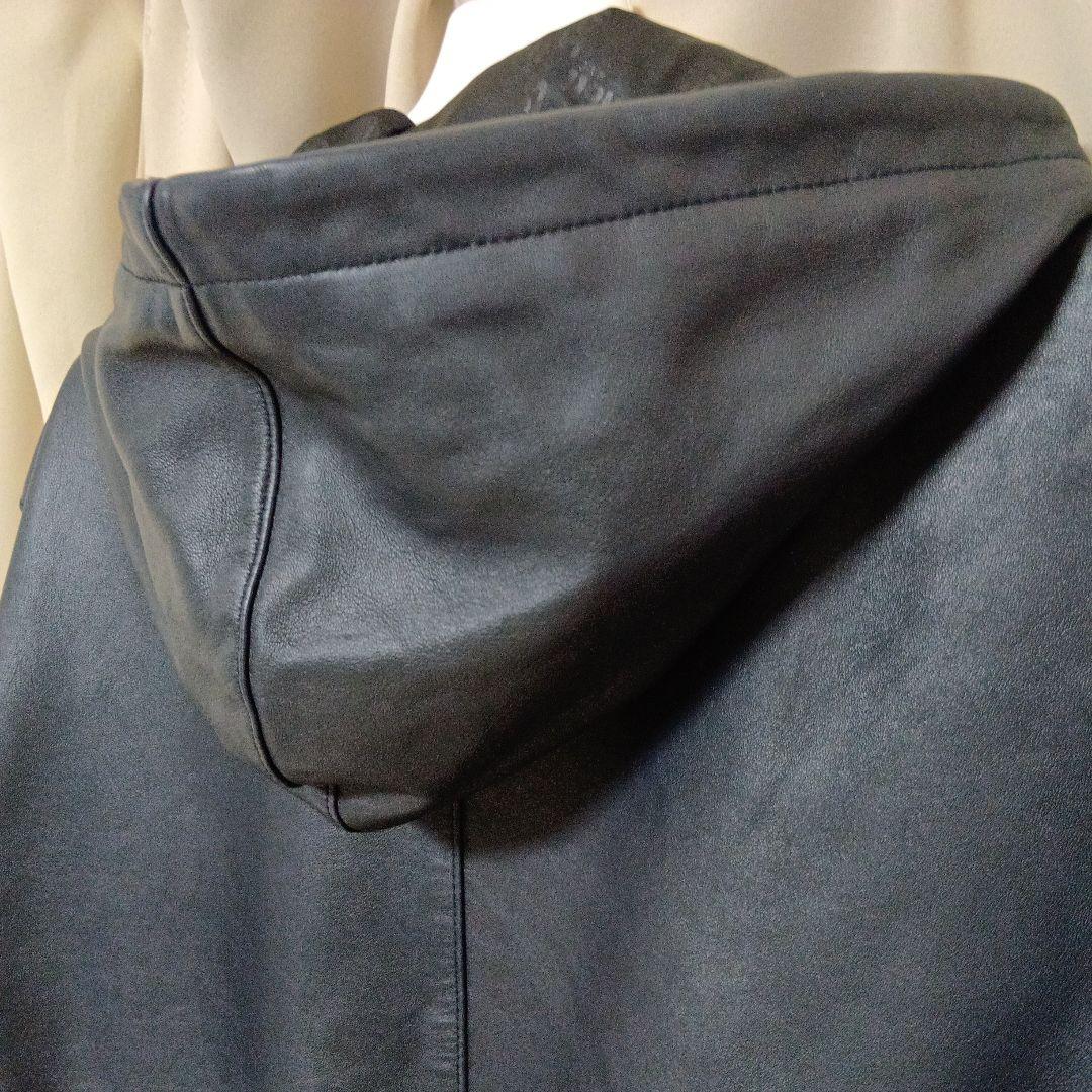 Schott レザーフルジップパーカー ネイビー Lサイズ