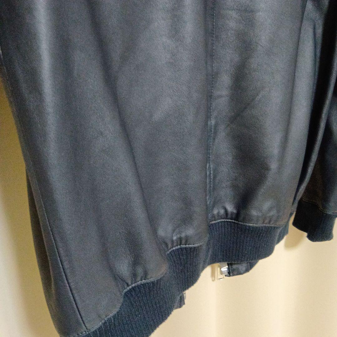 Schott レザーフルジップパーカー ネイビー Lサイズ