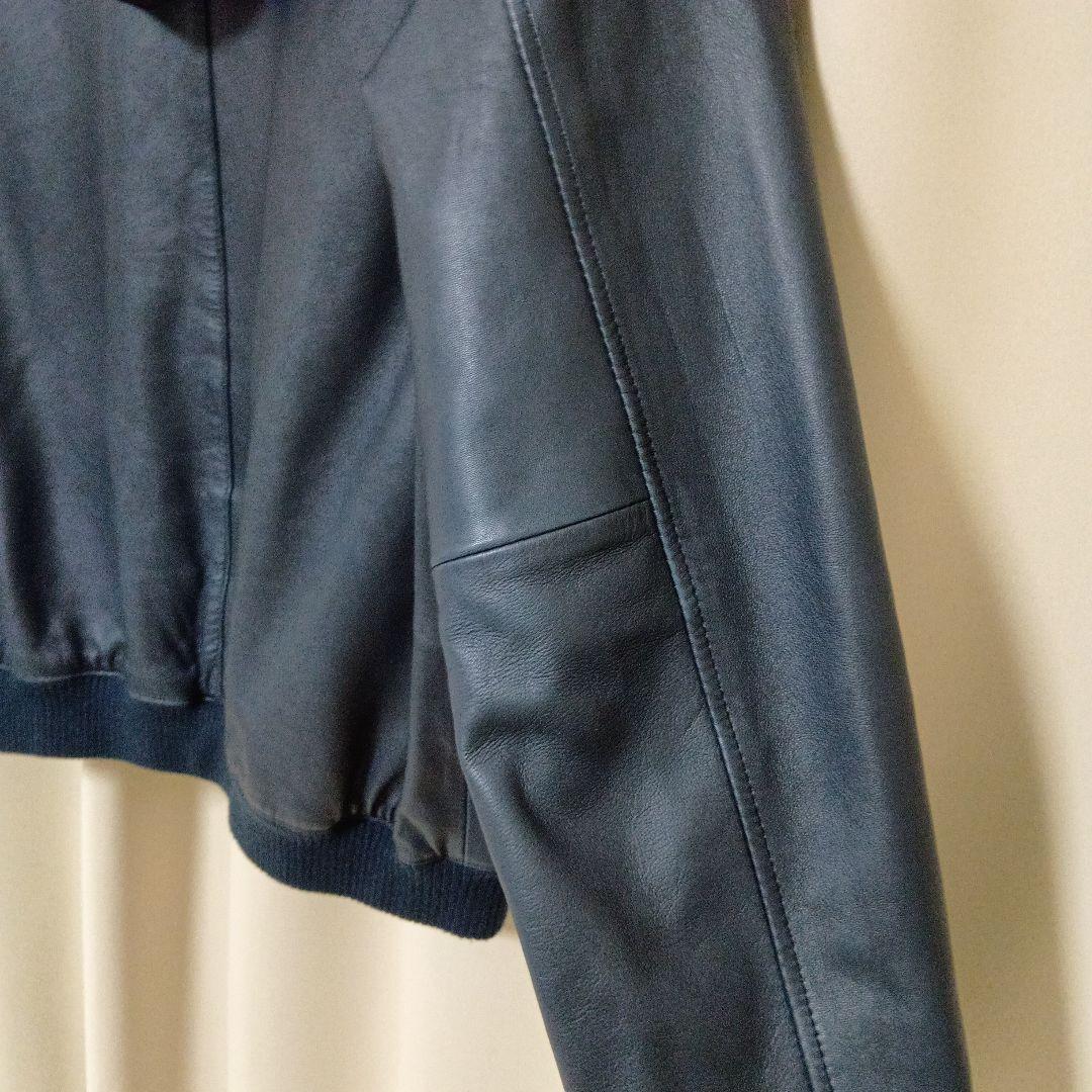 Schott レザーフルジップパーカー ネイビー Lサイズ