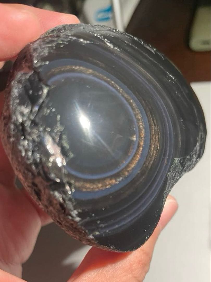 研磨品　十勝石玲瓏　ゴールド＋ブルー＋パープル　超特級品レインボーオブシディアン